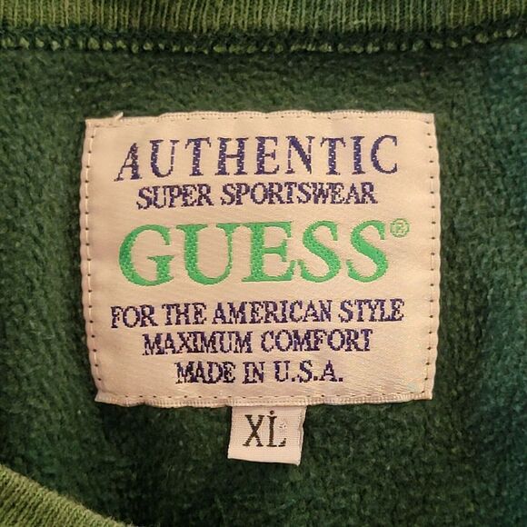 Vintage Guess Sweatshirt Embroidered Made In USA Spellout Mens XL Green Sweater - Picture 5 of 9